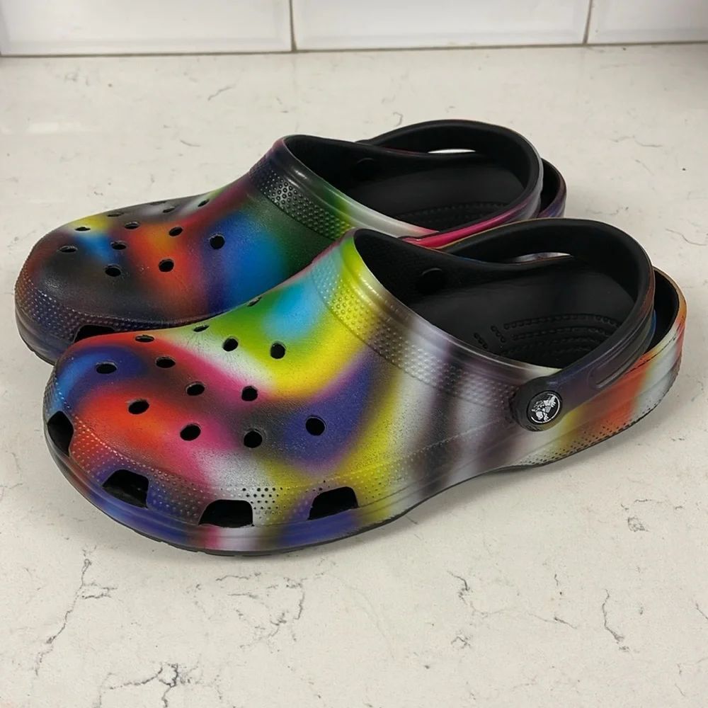 Crocs Classic Clog Solarized Tie Dye Unisex Women’s 12 - Mens 10 Black / Multi